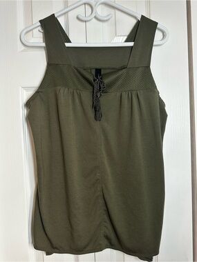 Jessa Women's Sleeveless Olive Tank Top with Tassel Detail - Small